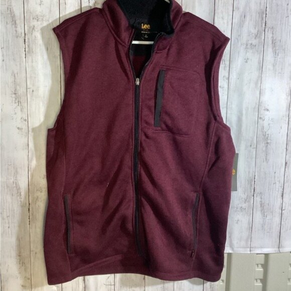 cowgirl argyle boho cozy grandpa dad Lee Fleece Vest In Zinfandel Red Size xl - Picture 1 of 4